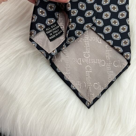 Christian Dior Monsieur All Silk Floral Geometic Tie - Navy - Picture 4 of 4